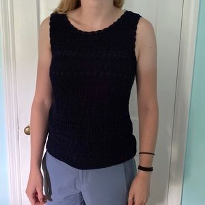 Talbots XS Blue Crocheted Tank